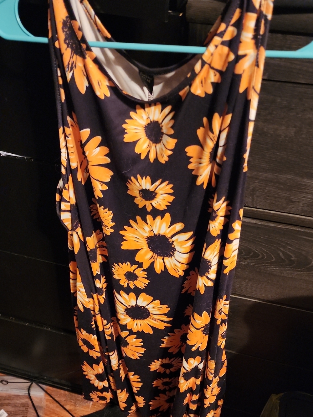 SHEIN Black Maxi Dress with Yellow Sunflower Print